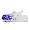 Crush Clog 811 Manufacturing Spy Scene Special Shoe Box Distressed Fluid Splash Ink Personality Hole Shoes Unisex White and Blue