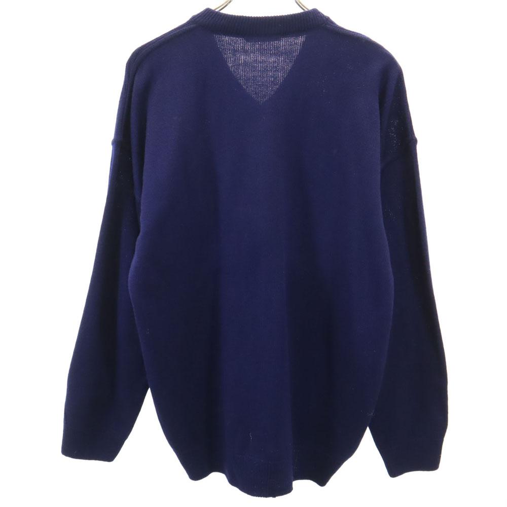 CHEMISE LACOSTE 80s vintage Long sleeve V neck sweater XXL Navy knit Men's Used