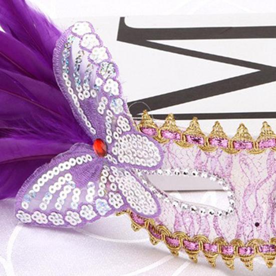 Маскарадная маска для женщин, венецианская маска из перьев с блестками, бабочками, аксессуар для косплея на Хэллоуин для выпускного вечера Марди Гра