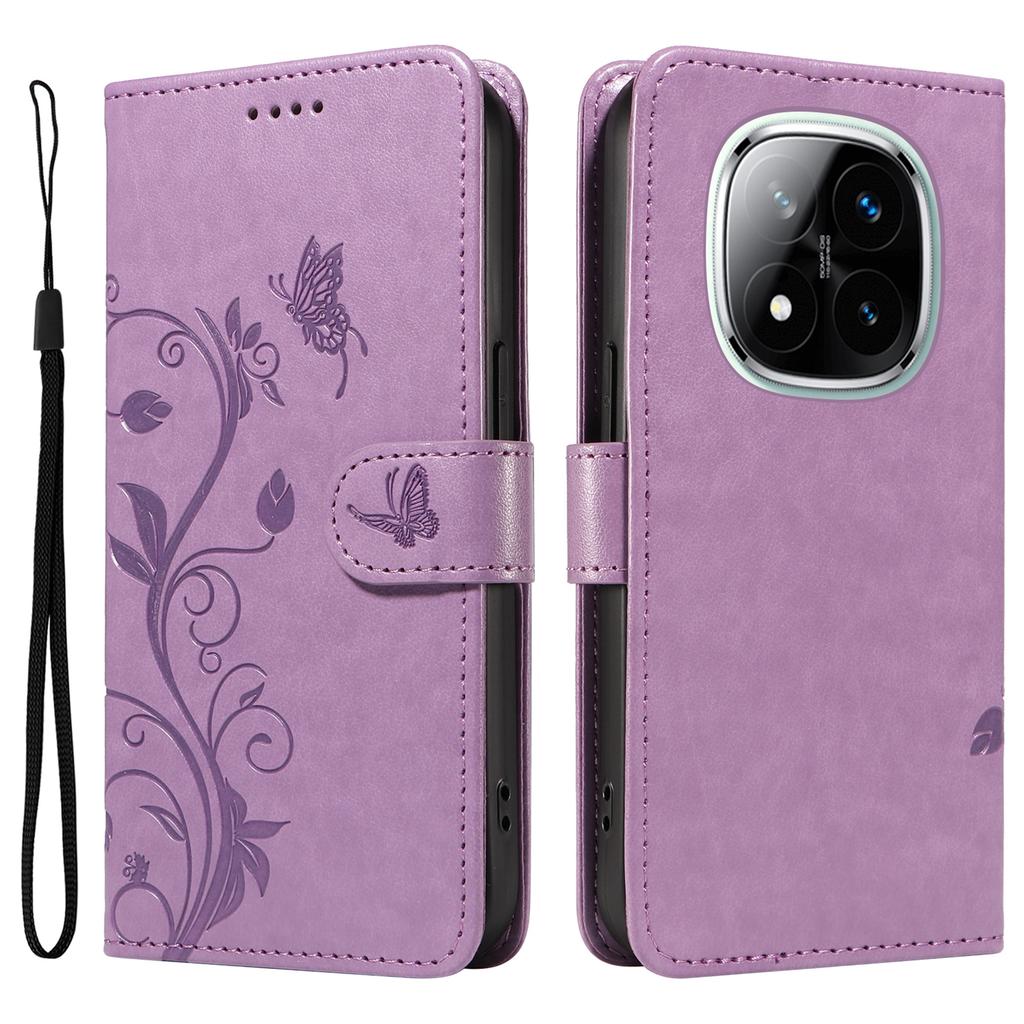 For Xiaomi Redmi Note 14 Pro+ 5G/Note 14 Pro 5G/Poco X7 5G PU Leather Cases Flower Pattern Wallet Stand Phone Cover with Strap