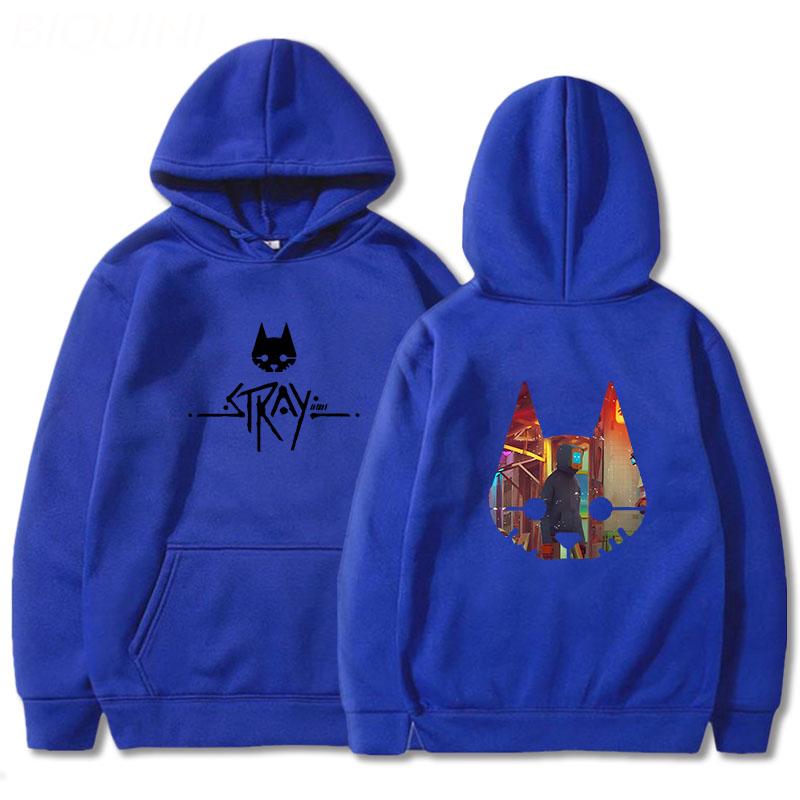 Stray Game Cat  Anime Hoodie Hot Game Printing Clothes Men Winter Fleece Pullover Tops Oversized Sweatshirts