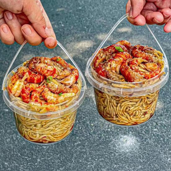 10Pcs Plastic Drink Buckets with Lids And Handles Party Cups for Cocktails Ice Cream Snacks Reusable Food Containers for Summer Beach Bar Beer