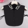 Versatile Chiffon Fake Collar Blouse Beaded Crew Neck Sweater Decorative Collar Shirt Collar