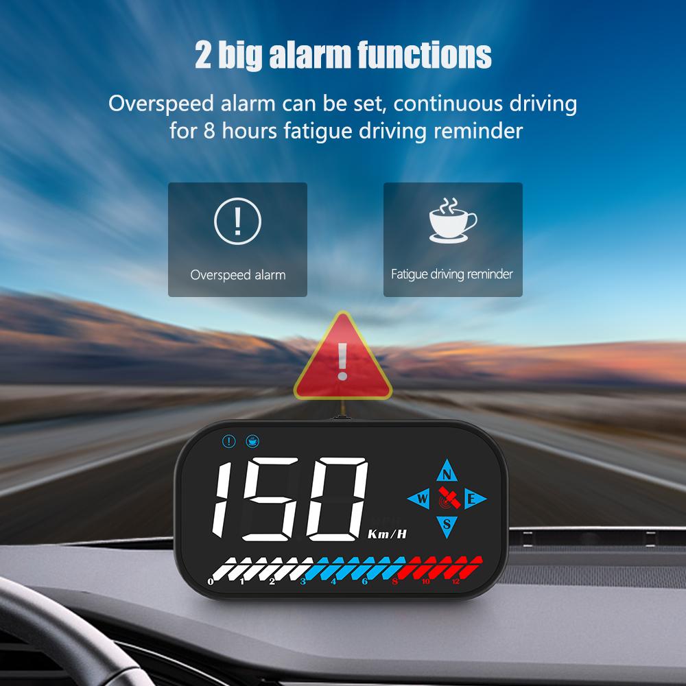 ZQKJ GM7 Head Up Display GPS для всех автомобилей Охранная сигнализация HUD Спидометр Автоматический цифровой одометр скорости Компас Датчики Аксессуары