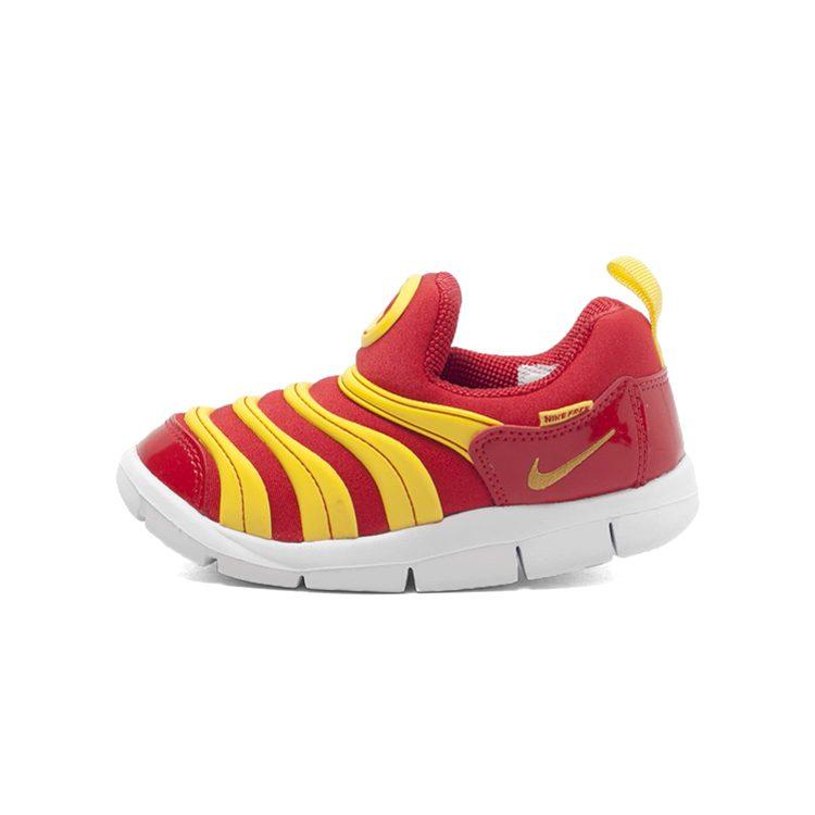 Nike Dynamo Free Abrasion Resistant Low top Toddler Shoes Bright Yellow And Bright Red Infant And Toddler 343938-618
