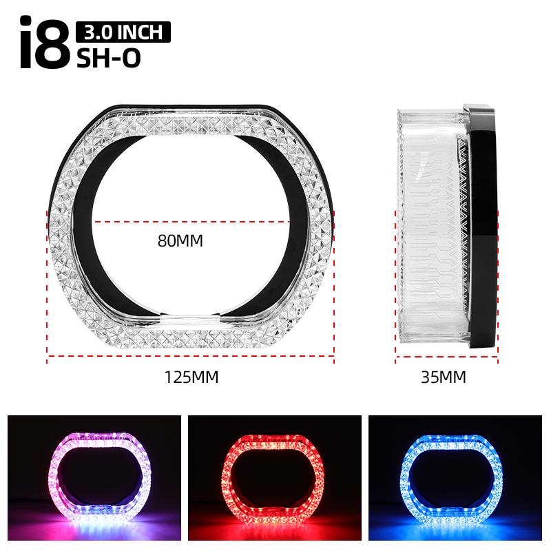 2.5" 3" UO 2X Ангельские глазки Управление через приложение RGB Проектор Линзы Маски Прямоугольные Кольца-галоген Автомобильная фара Автоаксессуары Хрустальная лампа