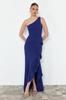 Women's Fashion New Evening Dress & Graduation Dress Saks Flounce Single Sleeve Long Evening Dress