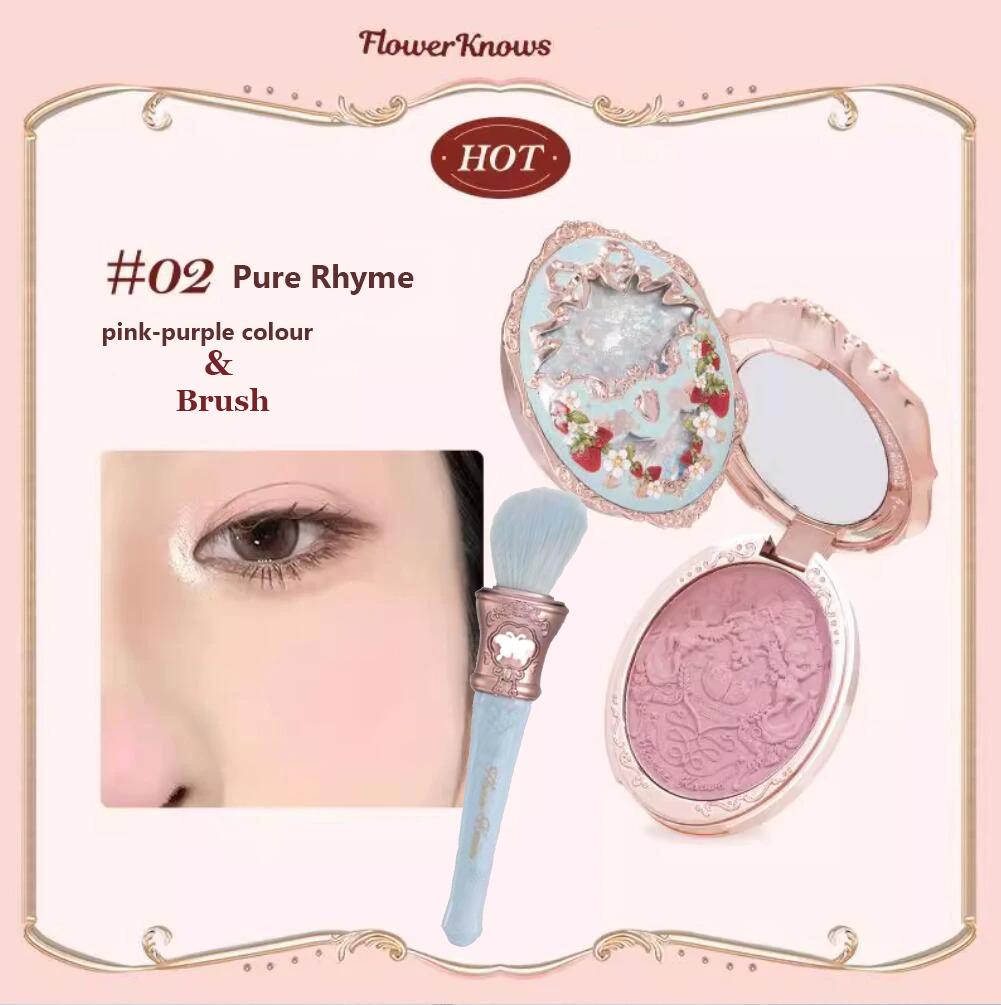 Flower Knows Клубничная Рококо Серия Текстурированные Румяна Мелкий Порошок Макияж Стойкие Румяна Улучшающие Цвет Лица