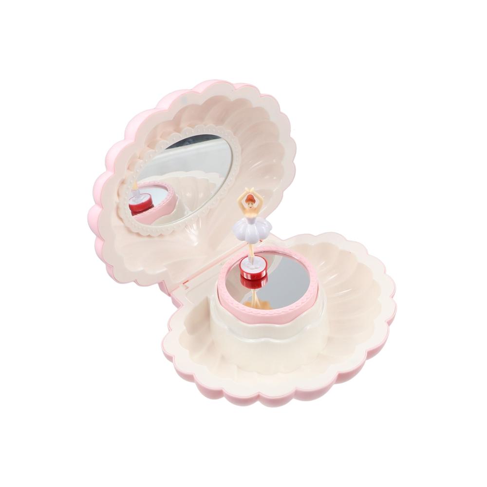With Mirror Shell Rotating Music Box Shell Shape Jewelry Box Dancing Girl Music Box Girlfriend