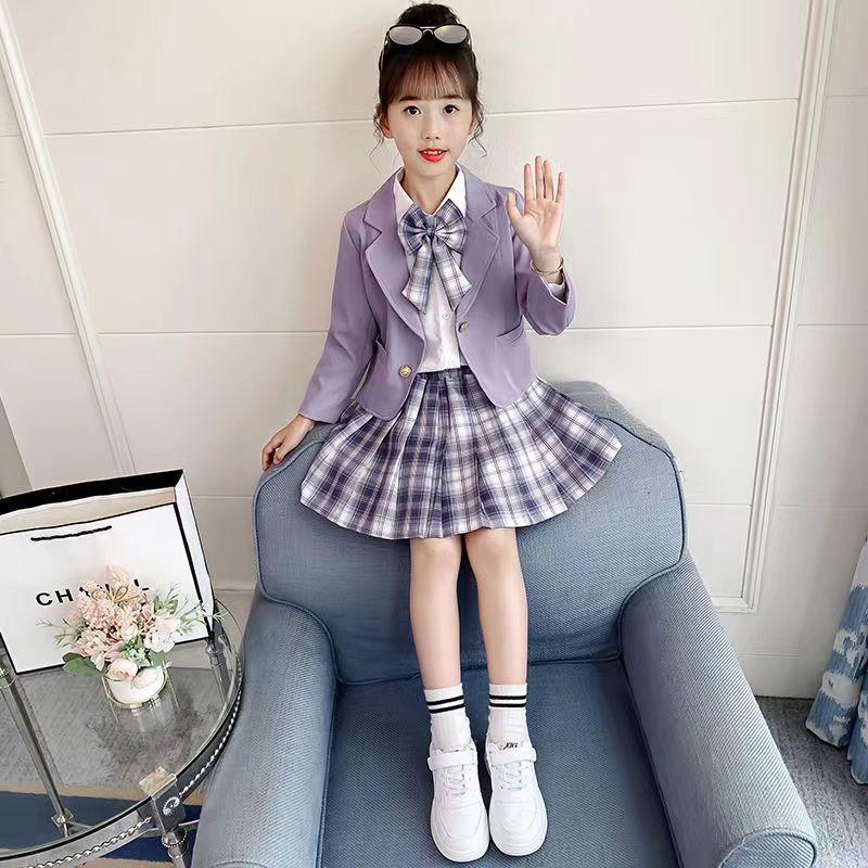 Весенне-осенний костюм для девочек, детская юбка из трех частей, весенняя школьная форма JK, юбка принцессы