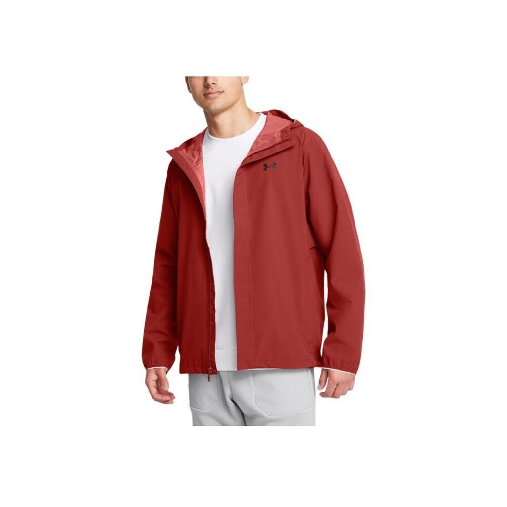 Under Armour Куртка мужская Stormproof Cloudstrike Stretch с капюшоном, однотонная, терракотово-красная 1376066-840