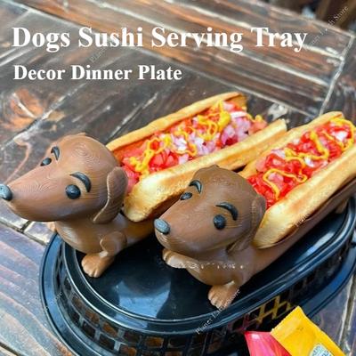 1 шт. Забавная сервировочная тарелка для хот-догов и суши, милая форма, тарелка для сэндвичей и хот-догов, обеденная тарелка с таксой, обеденная тарелка для домашнего декора