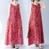 Летнее свободное платье без рукавов с круглым вырезом и принтом средней длины для женщин, повседневные платья
