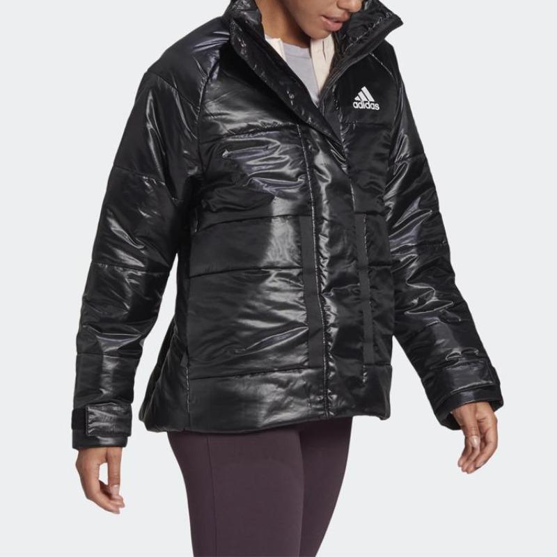 adidas Свободная ветрозащитная теплая спортивная хлопковая куртка с воротником-стойкой, женские куртки черного цвета FT2549
