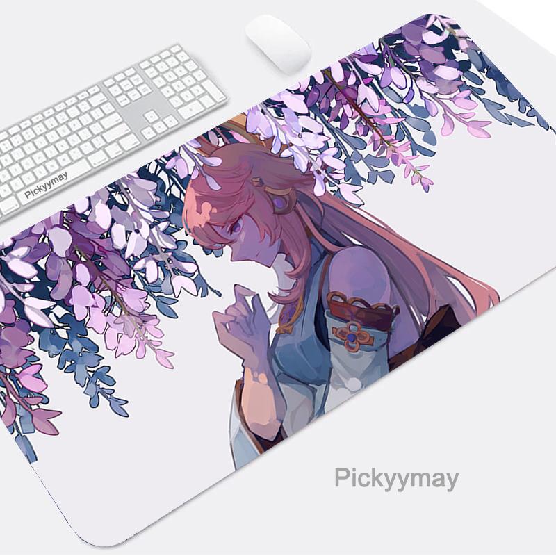 Коврик для мыши игровые аксессуары коврик для мыши Yae Miko компьютер ноутбук ПК геймер Mause Genshin Impact большая аниме-клавиатура настольный ковер