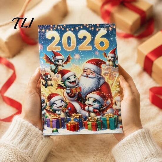 Праздничные подвесные украшения Дракон Адвент-календари 2026, 24 дня Рождественский календарь обратного отсчета с коллекцией украшений 2D акриловые украшения,