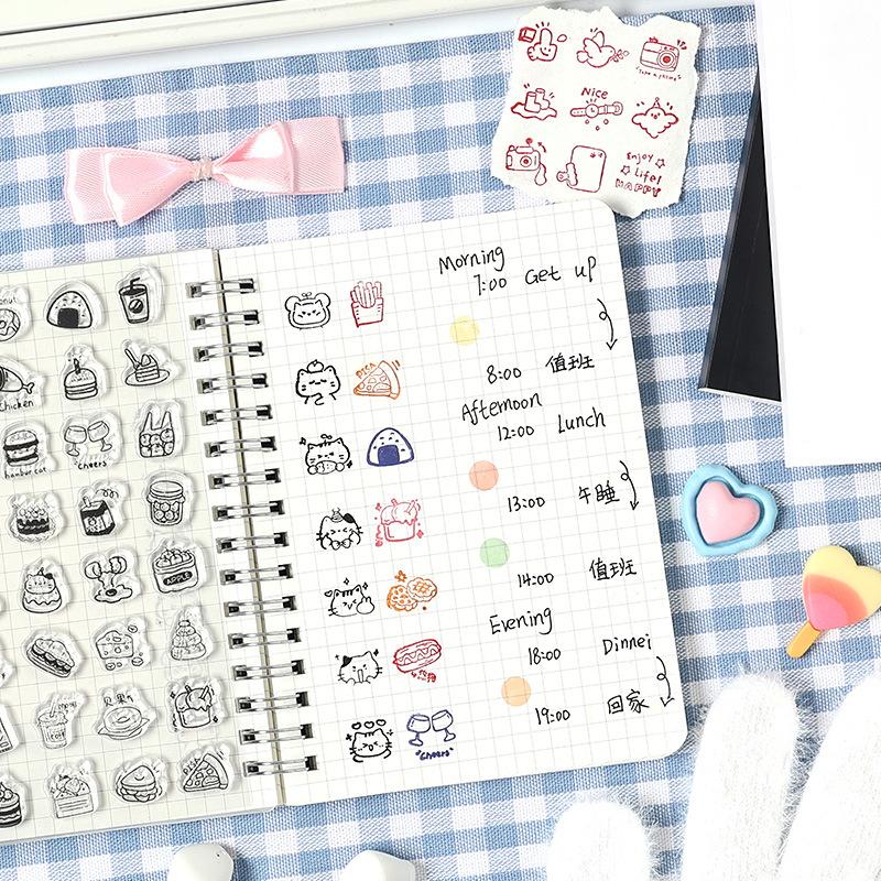 Милый набор силиконовых штампов Сладкие животные Десерт Игривые дети Печать для рукописного текста штамп Скрапбукинг DIY Декор Штампы для журналов