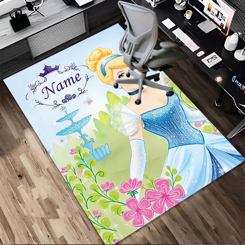 Personalized Name Princess Garden Living Room Non-Slip Area Rug Soft Carpet for Bedroom Kids Playroom Sofa,Office Home Decor Doormat