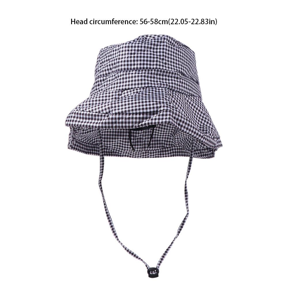 Casual Plaid Sun Hats Summer Fisherman Hat Fashion Drawstring Bucket Hats  Outdoor