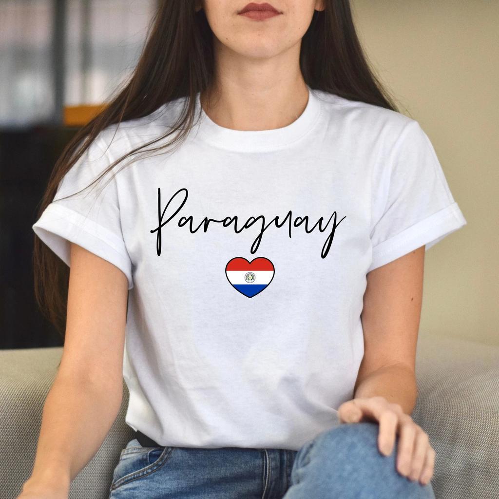 Paraguay flag heart Unisex T-shirt Paraguay love tee White Sand Blue
