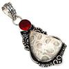Pendant Fossil Coral Garnet Gemstone Gift For Her Silver Jewelry 2.25"