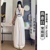 Navy Blue Tencel Linen Pants Women's New Summer Relaxation Casual Loose Ice Silk Scimitar Wide-leg Pants