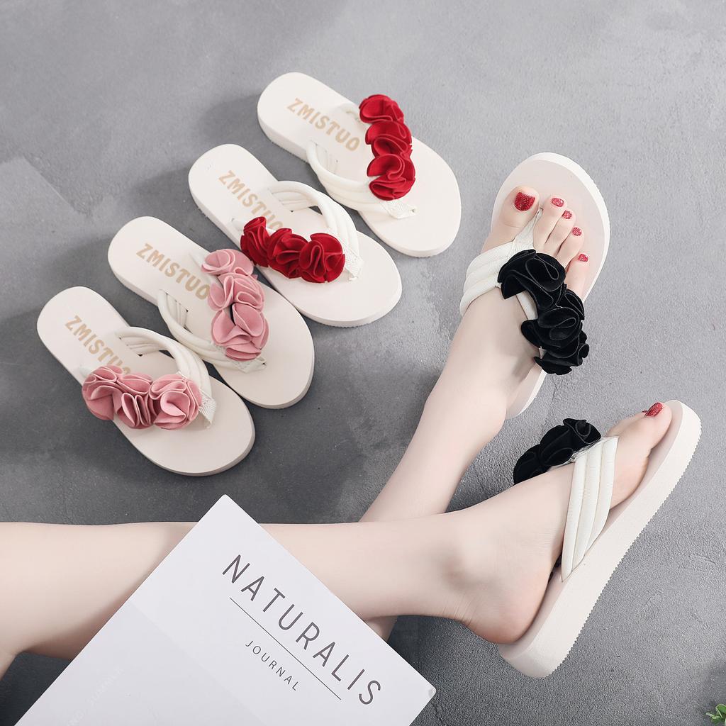 Женские летние новые босоножки из эластичной ткани на танкетке с каблуком 6 см, тапочки-маффины, домашние туфли с цветами из фланели