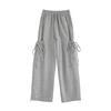 Gray Sweatpants Women's Autumn and Winter New High-waisted Loose-strapped Bow Straight-leg Pants Design Sense Casual Wide-leg Pants