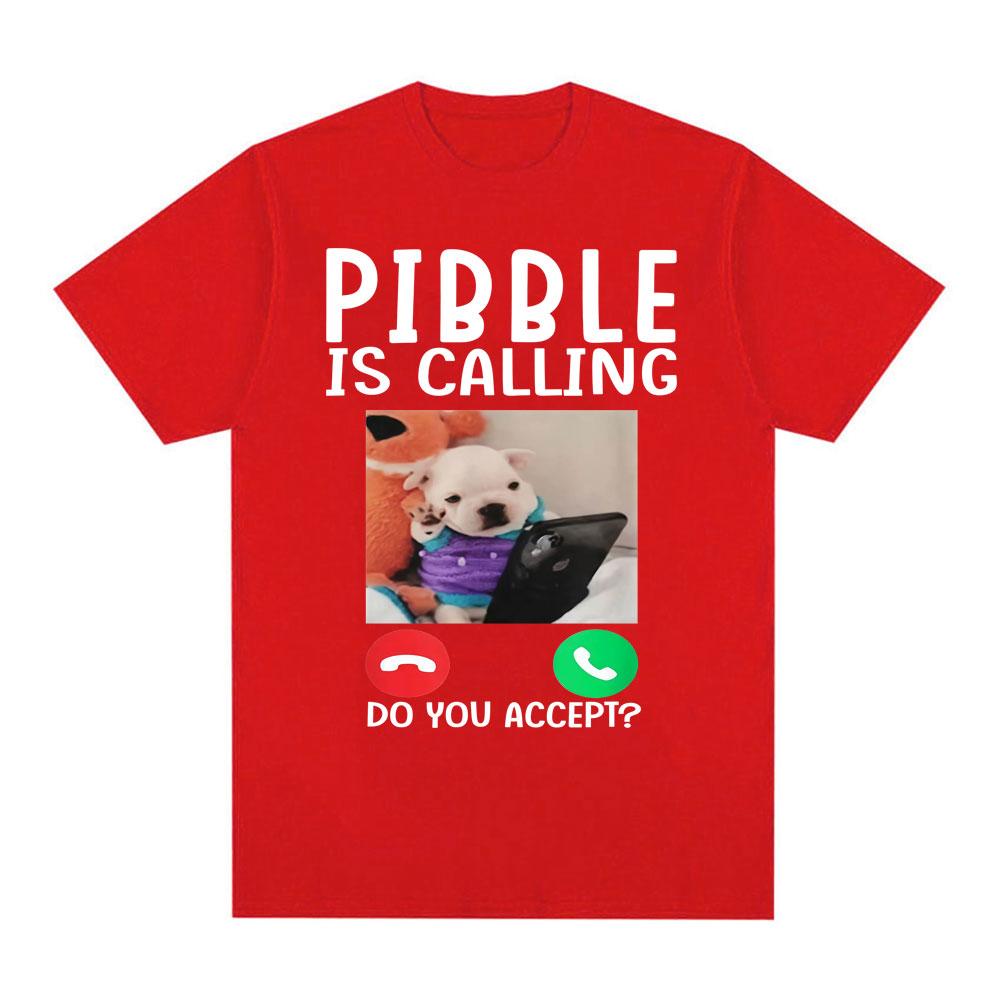 Пиббл звонит. Вы принимаете? Мем Футболка Смешные Футболки с Графикой Собаки Мужская Женская Одежда Повседневный Рунге Уличная Одежда Новинка Топы
