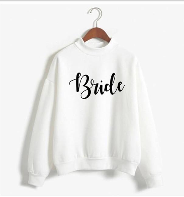 2026 New Crew Neck Sweater English BRIDE Printed Top Autumn and Winter Casual Crew Neck Pullover Versatile Casual