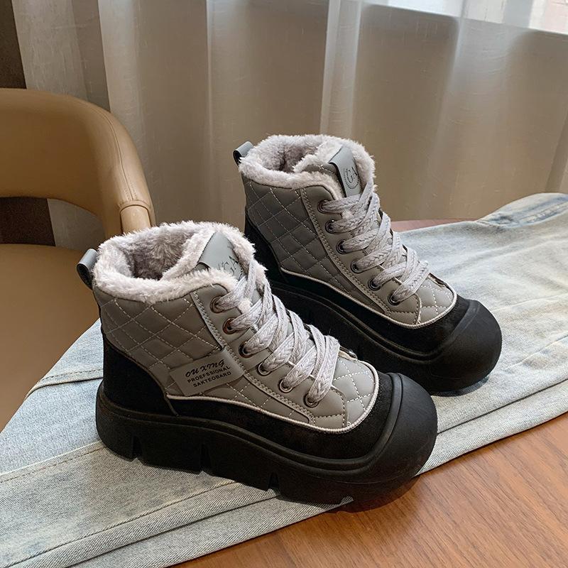 Winter Velvet New Ins Female Students Platform Heightening Sports Board Shoes Casual HY