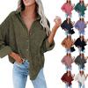 Women's Casual Solid Color Lapel Long Sleeve Corduroy Jacket