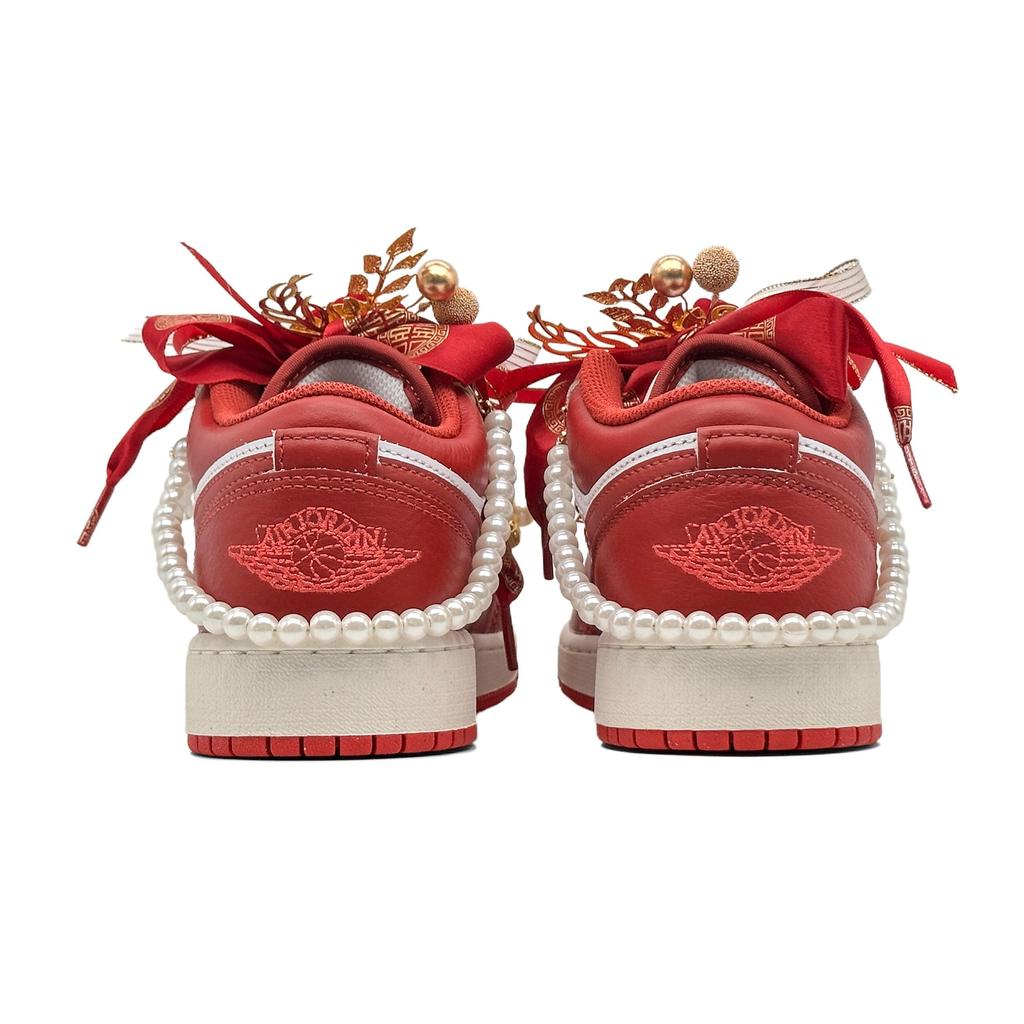 Jordan Air Jordan 1 Nichang Gold Ribbon Cushioning, Wear Resistant Low top Vintage Basketball Shoes Women's Red FJ3465-160(Team1321-SBOX)