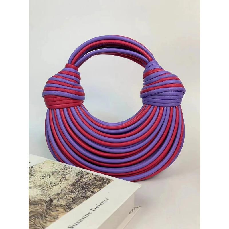 Hand Woven Knotted Noodles with Long Shoulder Straps Hand-wrapped Bag Light and Small