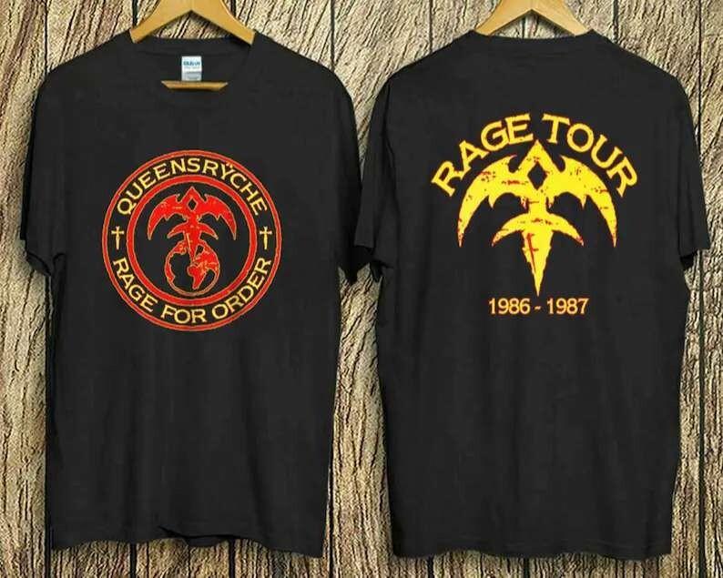 Queensryche Rage For Order Футболка с принтом концерта Унисекс Футболка с логотипом группы Рок-тур Унисекс