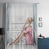 Beautiful Woman Sheer Curtains For Living Room Kids Bedroom Tulle Curtains Kitchen Window Treatment Drapes