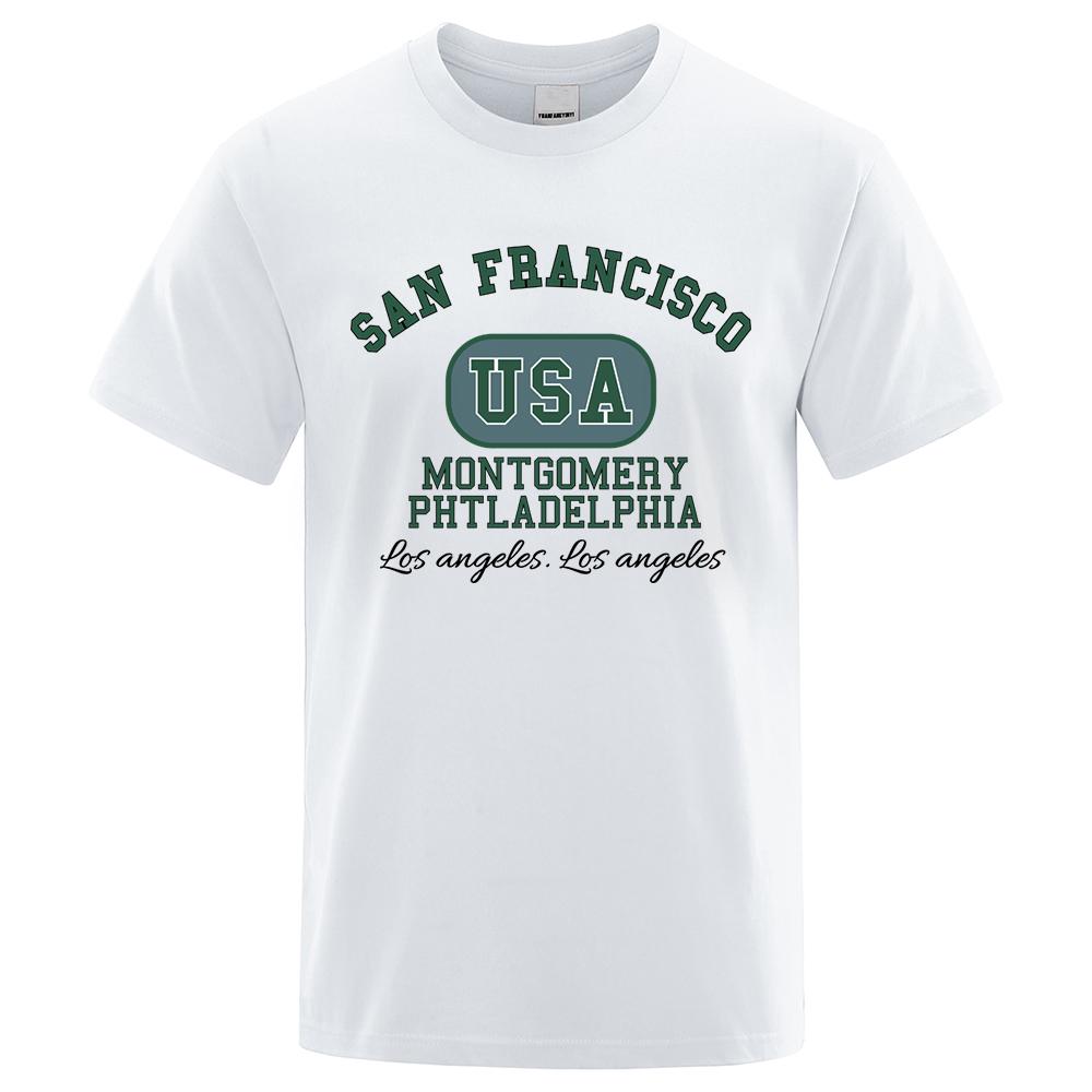 Футболки San Francisco Usa Montgomery Philadelphia Мужская хлопковая футболка Свободная футболка Одежда Повседневная одежда Уличная одежда