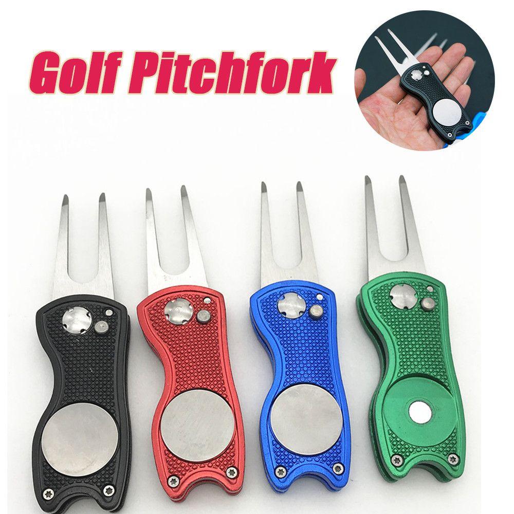 Training Stainless Steel Divot Repair Tool Pitch Groove Cleaner Putting Green Fork Golf Pitchfork