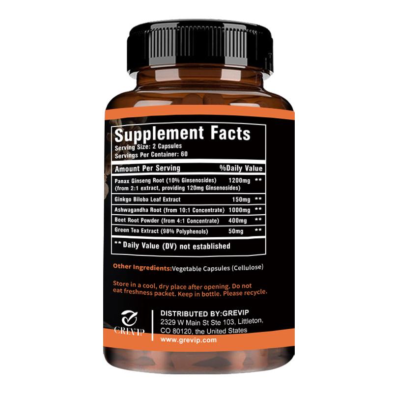 PANAX GINSENG, 120 Vegetarian Capsules, 2800 mg, Relieves Fatigue, Boosts Energy Levels and Muscle Building