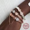 Classic 100% 925 Sterling Silver Rose Gold Forever Love Mesh Bracelets Women Sterling Silver DIY Jewelry 17CM 19CM 21CM SMB003