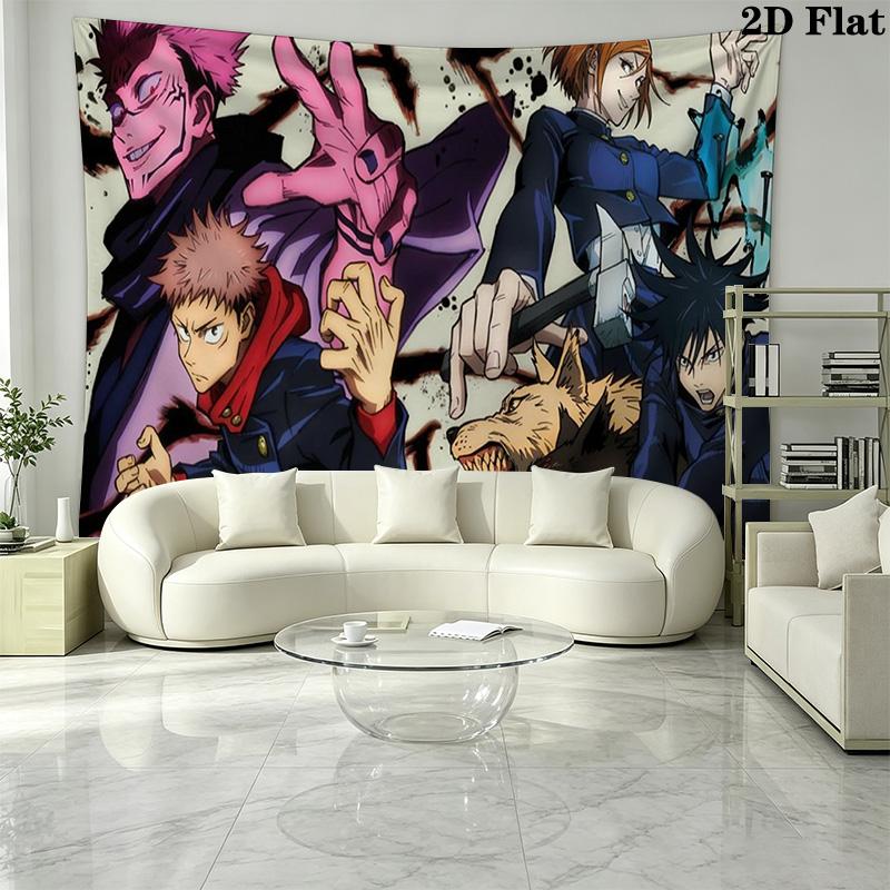 Anime Jujutsu Kaisen Wall Tapestry Aesthetic Wall Hanging Printed Fabric Blanket Decorative Tapestries for Bedroom Living Room Home Decor