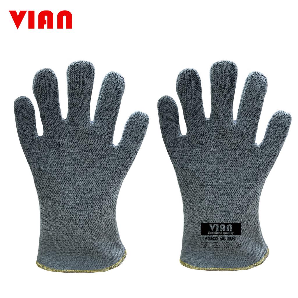 VIAN Heat-Resistant Industrial Baking Oven Flame-Retardant Five-Finger Welding High-Temperature Resistant Gloves V-25032 Heat-Resistant Gloves [250°C]