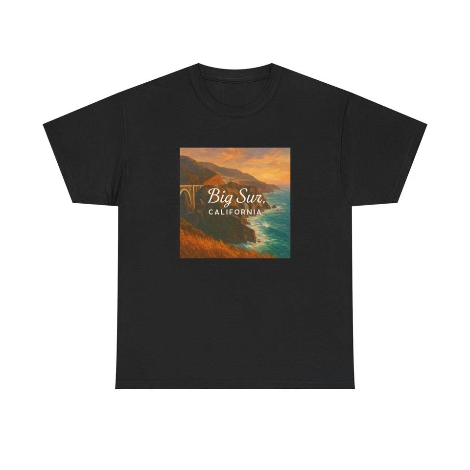 Unisex Adult T Shirt Big Sur California Coastal Cliff Art