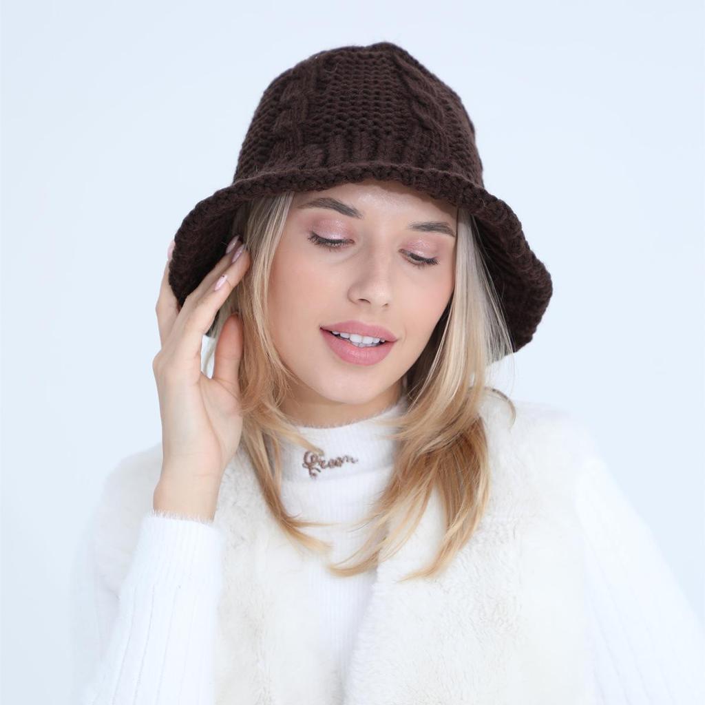 Женская осенне-зимняя шерстяная шляпа-горшок, студенческая вязаная теплая водонепроницаемая рыбацкая шапка