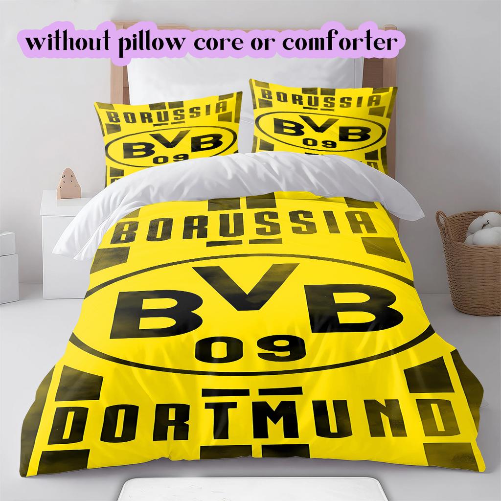 football Logo Pattern Bedding Quilt Set Quilt Cover Pillowcase Home Decoration Birthday Gift (1*duvet cover+ 2*pillowcase, without core)