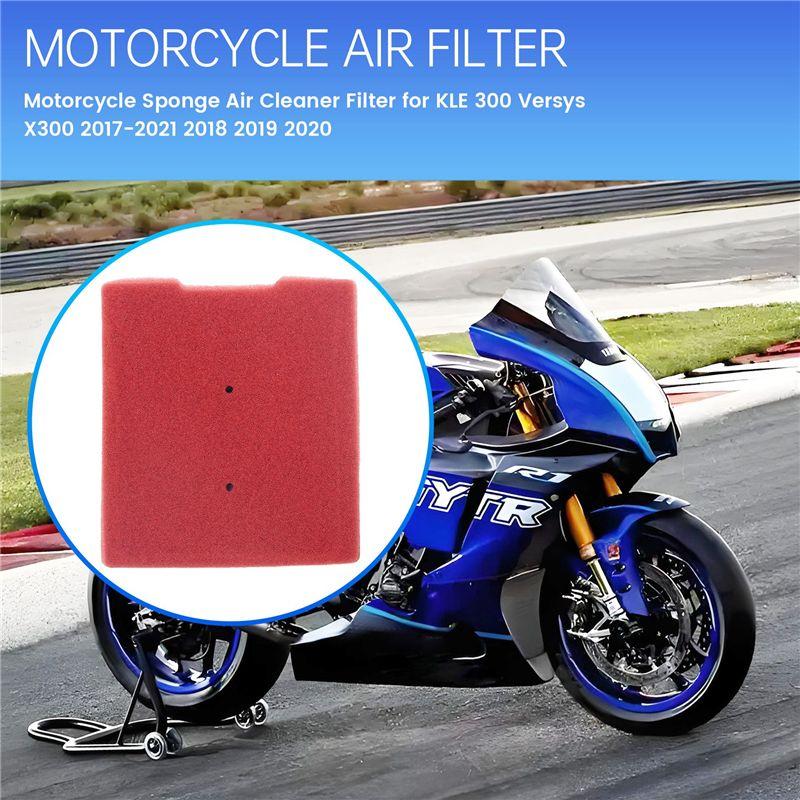 N60R-Motorcycle Sponge Air Cleaner Filter For Kawasaki KLE 300 Versys X300 2017-2021 2018 2019 2020