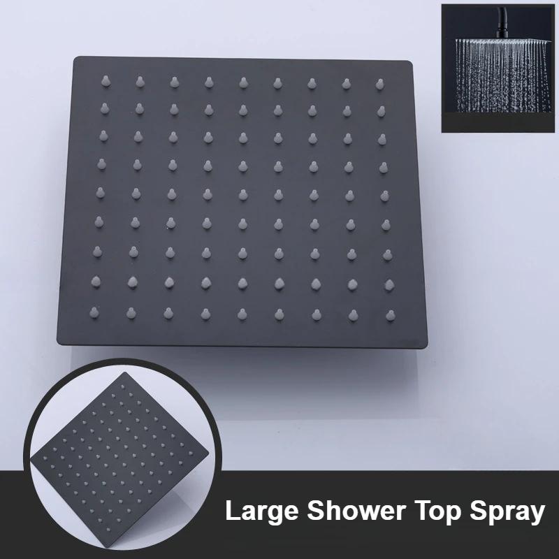 6/8 Дюймовая Черная Лейка для Тропического Душа из Нержавеющей Стали Лейка для Дождя Под Давлением Большая Панель Насадка для Душа Аксессуары для Душа