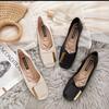 Flat Shoes Women 2024 New Fashion Square Breathable Casual Black Comfortable Work Shoes Soft Large Size Women's Loafers Shoes