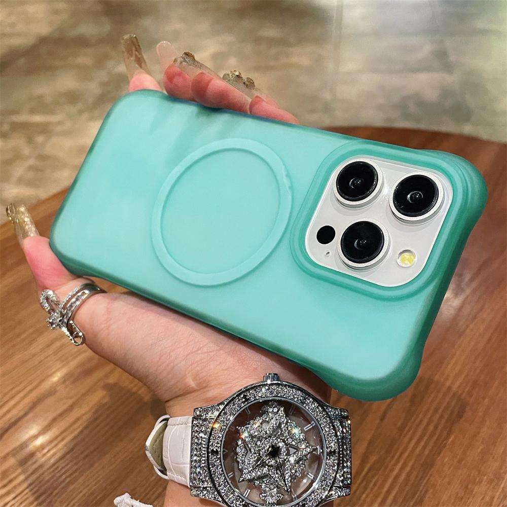 Роскошный мягкий силиконовый магнитный чехол для зарядки Magsafe для iPhone 14 11 12 13 15 Pro Max матовый прозрачный цветной ударопрочный чехол