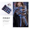 Atmospheric Scarf Warm Fashionable Versatile White Student Cycling Windproof Ear Protection Extended Plaid Scarf